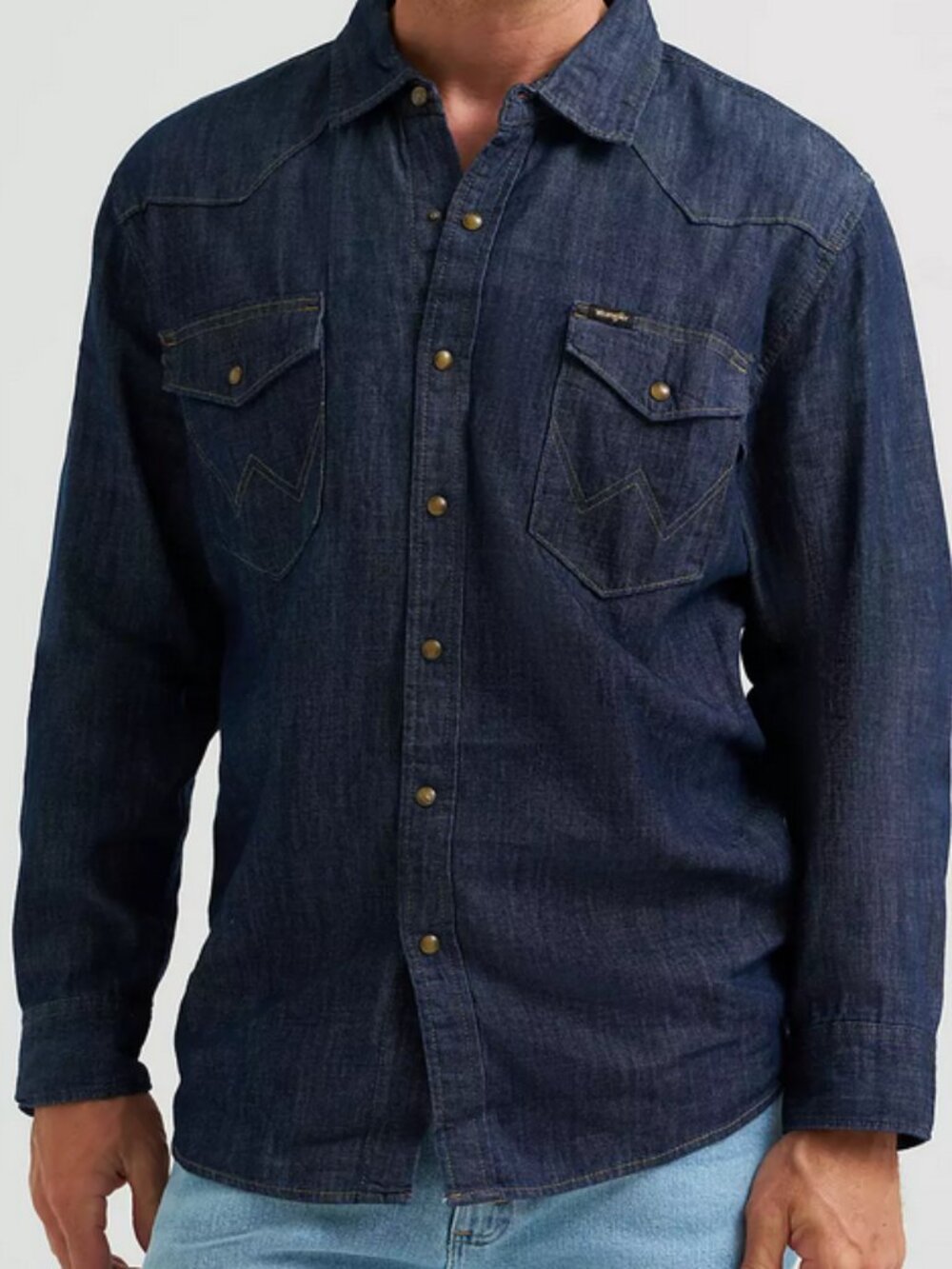 Wrangler Classic Pearl Snap Button Down Denim Shirt Mens Size 2XL